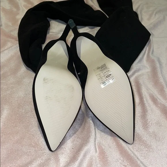 Over the knee high heel black suede boots sz 8 - Picture 2 of 4